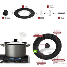 Load image into Gallery viewer, OZZYCOOK Universal Lid for Pots, Pans, and Skillets - Black
