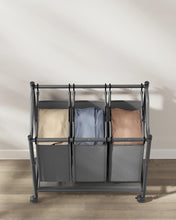 Load image into Gallery viewer, SONGMICS Rolling Laundry Sorter Cart with 3 Removable Bags - Grey