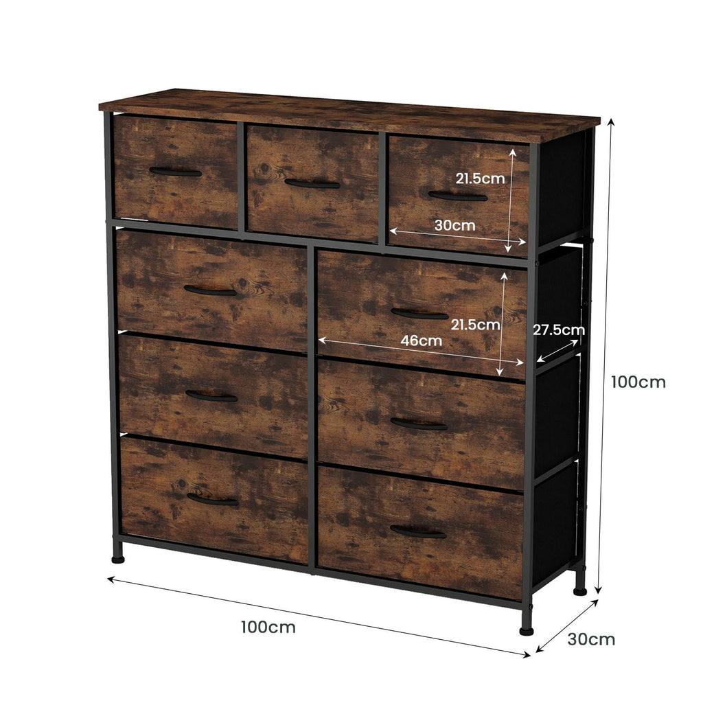 Fraser Country 9 Drawer Storage Chest - Rustic Walnut