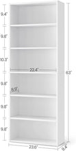 Load image into Gallery viewer, VASAGLE 6-Tier Open Bookcase with Adjustable Storage Shelves - White
