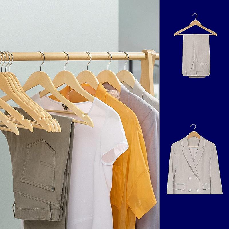 STORFEX 30 Pack Wooden Coat Hangers - Natural