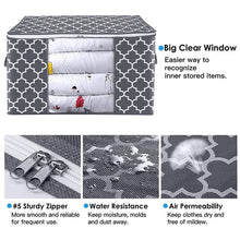 Load image into Gallery viewer, Large Blanket Clothes Organiser 3 Pack - Grey (63x45x36cm)