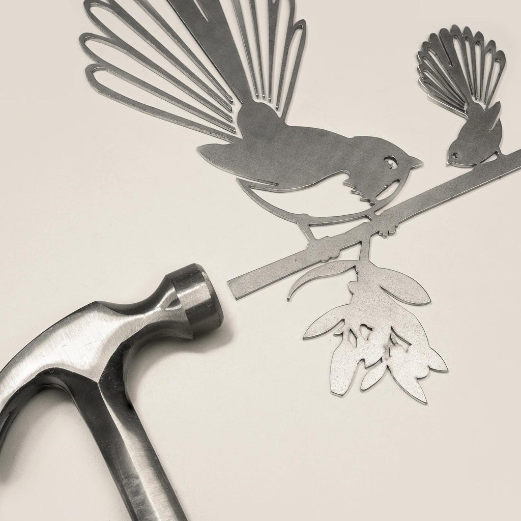 MetalBird Piwakawaka Fantail & Baby Garden Art