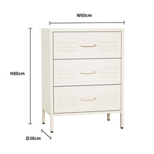 Load image into Gallery viewer, Fraser Country Milan Metal Storage Cabinet with 3 Drawers - Cream