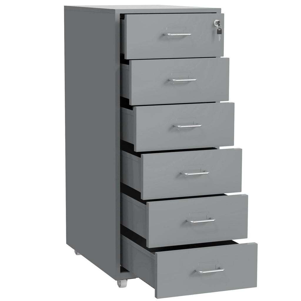Gorilla Office - Mobile Metal 6 Drawer Cabinet -Grey