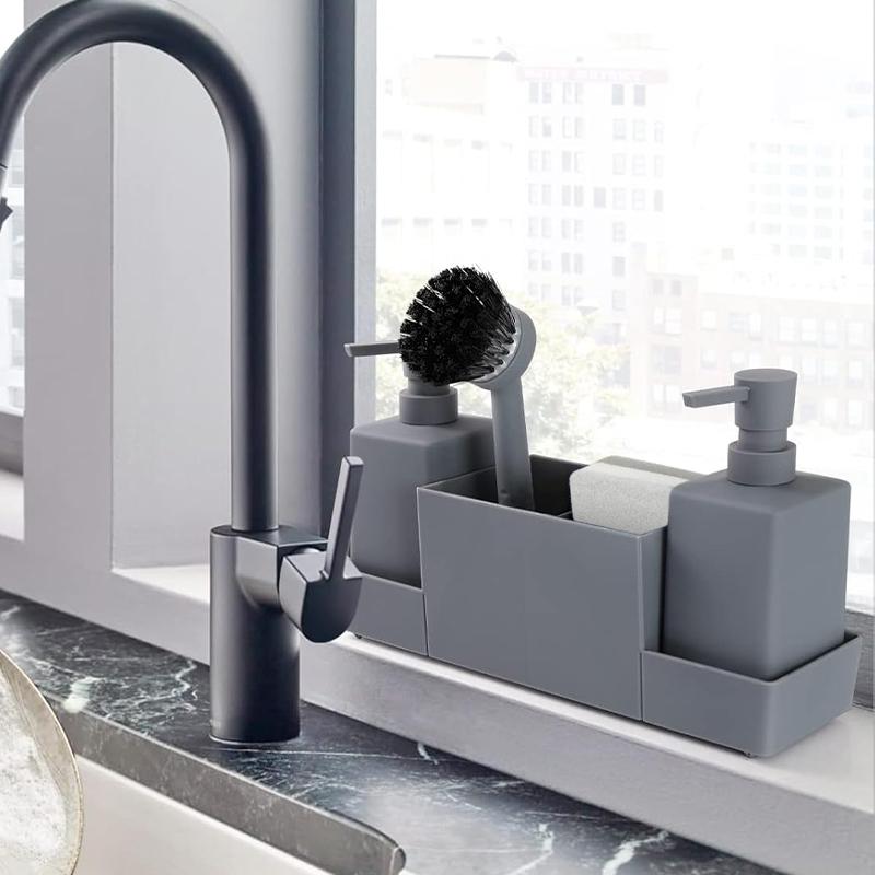 STORFEX Kitchen Soap Dispenser with Sponge Holder - Grey