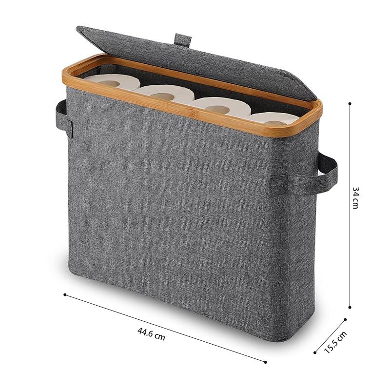 STORFEX Toilet Paper Storage Basket with Lid - Grey