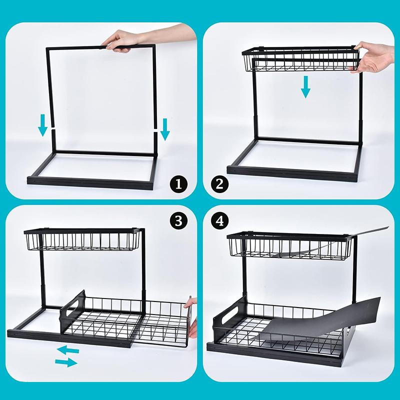 STORFEX 2 Pack Under Sink Organizer - Black