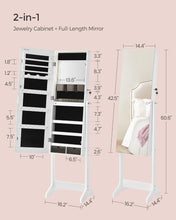 Load image into Gallery viewer, SONGMICS Standing Mirror Jewellery Cabinet - White