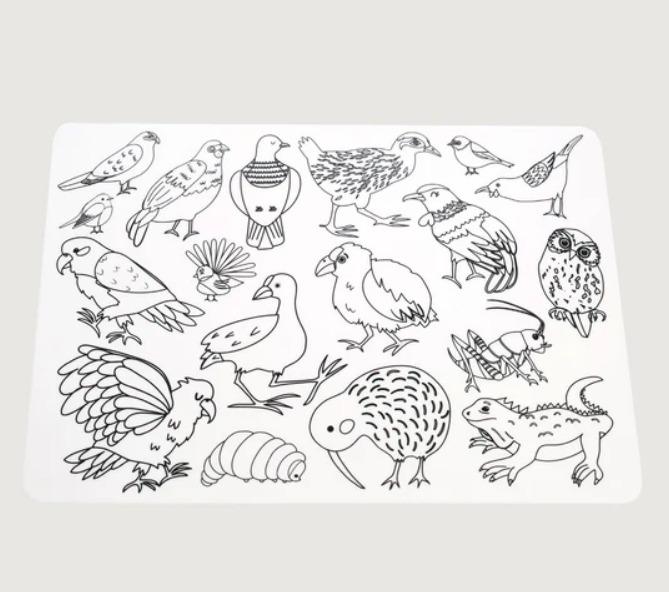 Moana Road: Silicone Colouring Placemats - Animals of Aotearoa