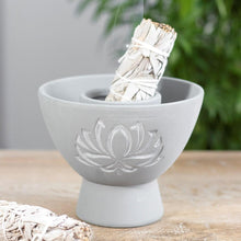 Load image into Gallery viewer, Lotus Grey Terracotta Smudge Bowl