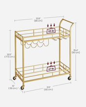 Load image into Gallery viewer, VASAGLE Bar Cart with Gold Frame