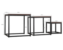 Load image into Gallery viewer, 3 Piece Square Nesting Coffee Tables Set - Walnut &amp; Black