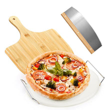 Load image into Gallery viewer, OZZYCOOK 33cm Pizza Stone for Oven and Grill with Pizza Peel