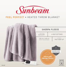 Load image into Gallery viewer, Sunbeam: Feel Perfect Cosy Sherpa Fleece Heated Throw Rug (Warm Grey)