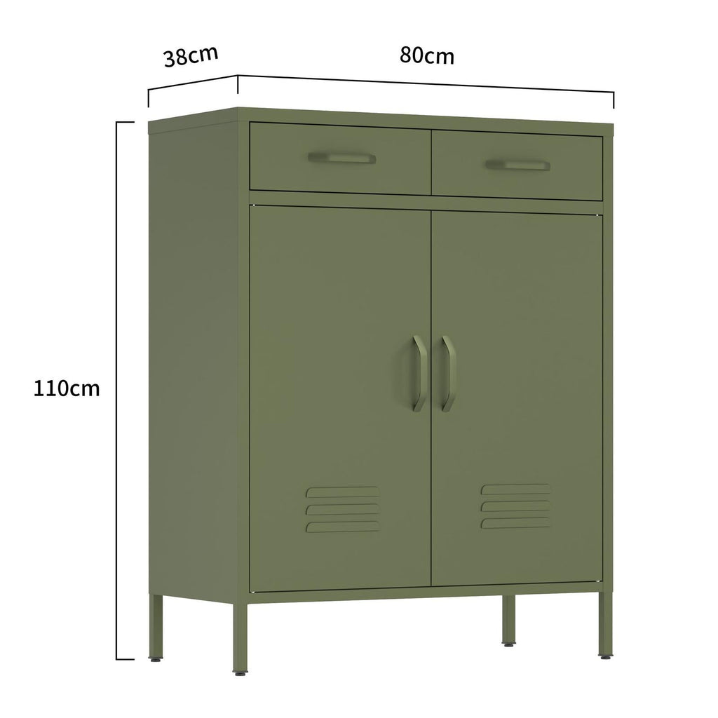Fraser Country Milan Metal Cabinet With Drawers - Olive Green