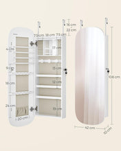 Load image into Gallery viewer, SONGMICS LED Jewelry Cabinet Wall or Door Mounted Mirror - White Surface with Greige Lining