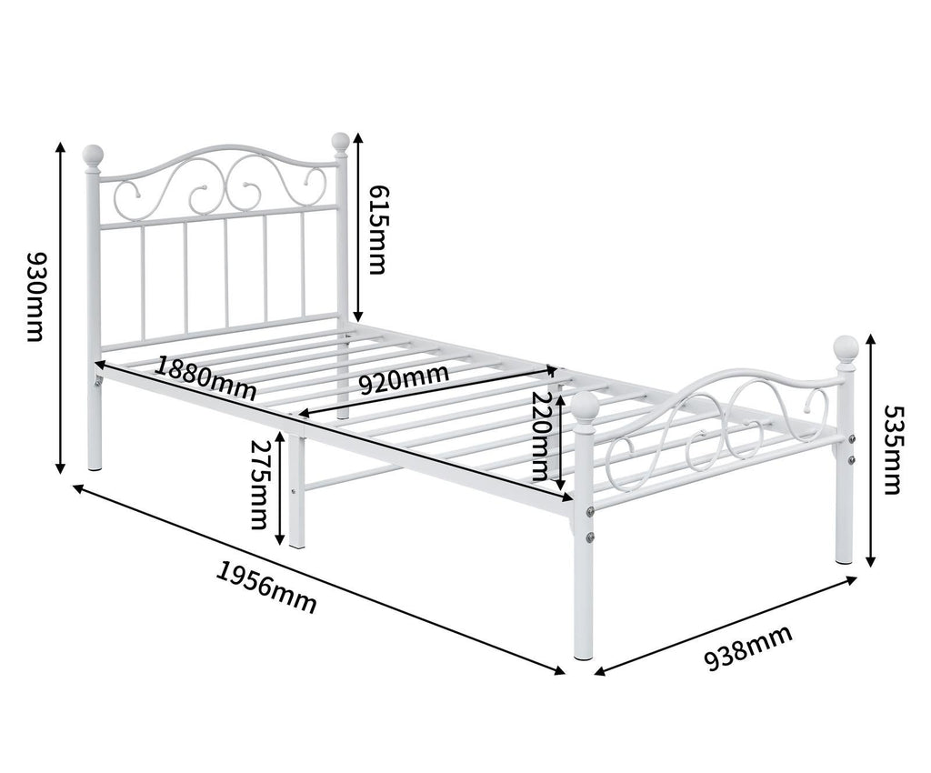 Fraser Country Single Metal Bed Frame - Grey