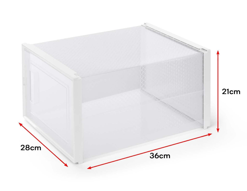 Ovela: Set of 12 Click Shoe Storage Box (Large, Clear/White)