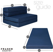 Load image into Gallery viewer, Fraser Country: Single - Tri-Fold Foam Folding Mattress and Sofa Bed (Navy)
