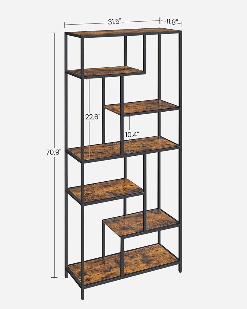VASAGLE 6-Tier Bookshelf - Rustic Brown
