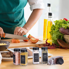 Load image into Gallery viewer, STORFEX 24-Pack 120ml Glass Spice Jars with Labels - Black