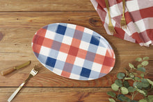 Load image into Gallery viewer, Davis &amp; Waddell: Manor Gingham Oval Platter - Red &amp; Blue (36x22.5cm)