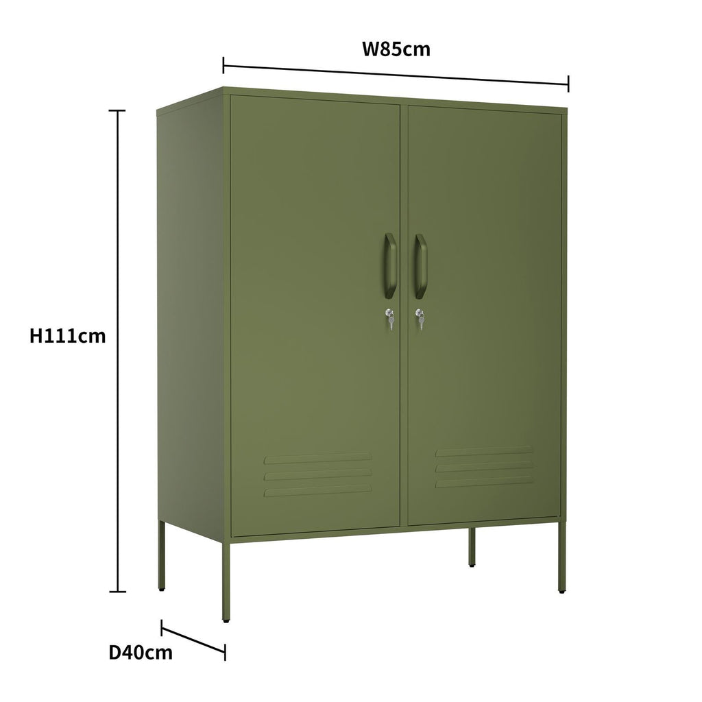Fraser Country Milan Metal Side Cabinet - Olive Green