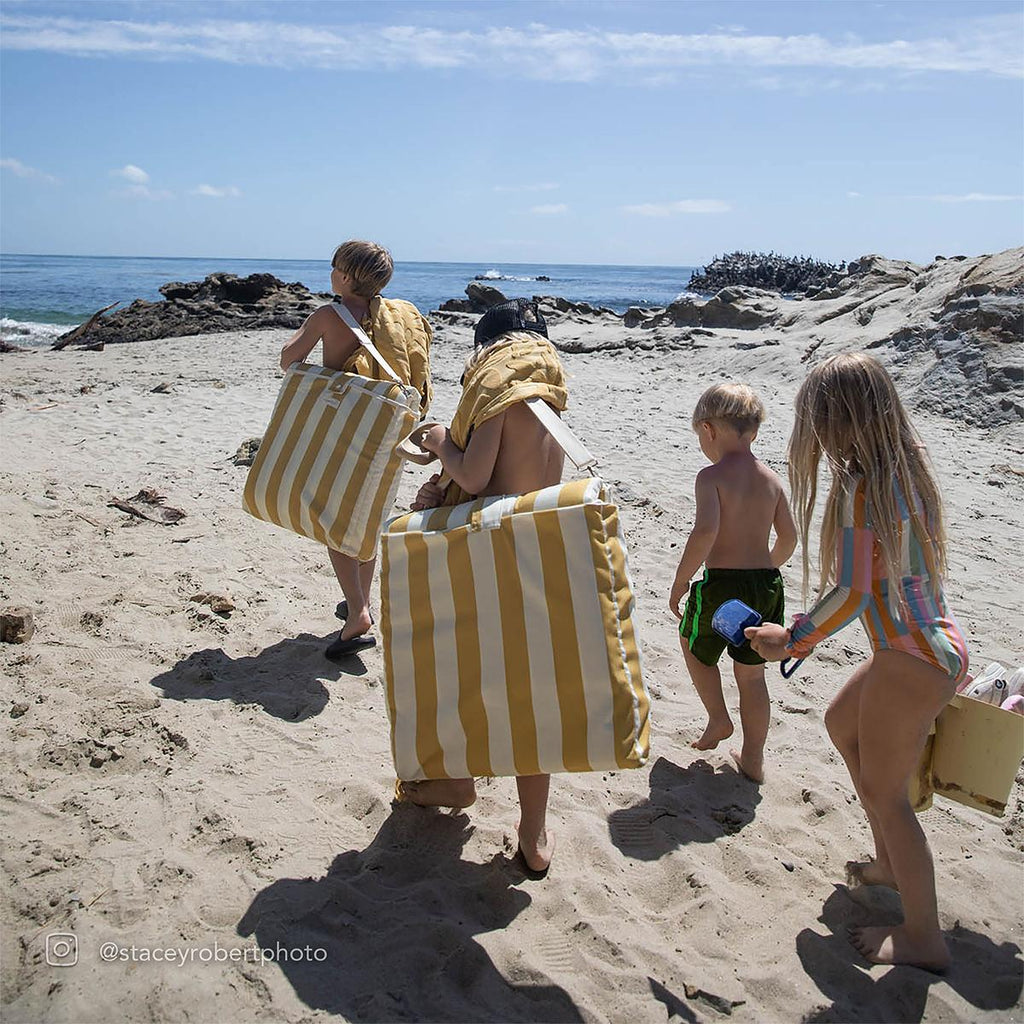 Sunnylife: Reclining Beach Chair - Mango Bay Golden Mustard Stripe