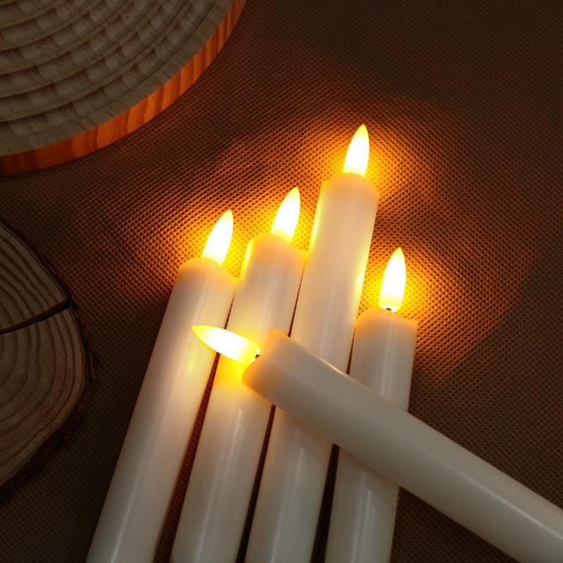 LUMIRO 6-Pack LED Flameless Ivory Taper Candles - White
