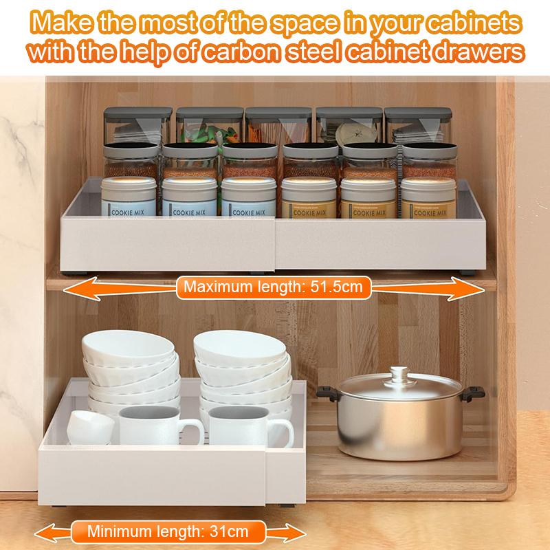 STORFEX Adjustable Width Retractable Kitchen Cabinet Drawer - White