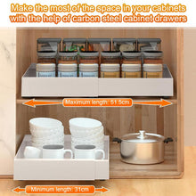 Load image into Gallery viewer, STORFEX Adjustable Width Retractable Kitchen Cabinet Drawer - White