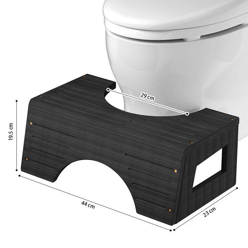 Non-Slip Bamboo Toilet Squat Stool - Black