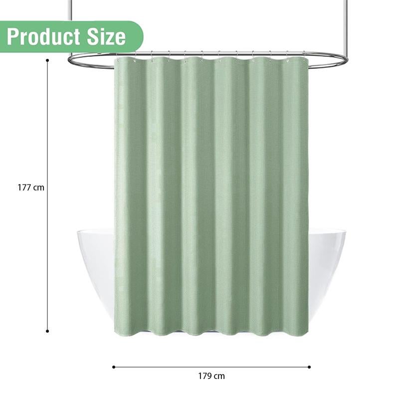 COMFEYA Waffle Weave Long Fabric Shower Curtain - Green