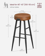 Load image into Gallery viewer, VASAGLE Ekho Collection Bar Stools Set of 2 - Caramel Brown