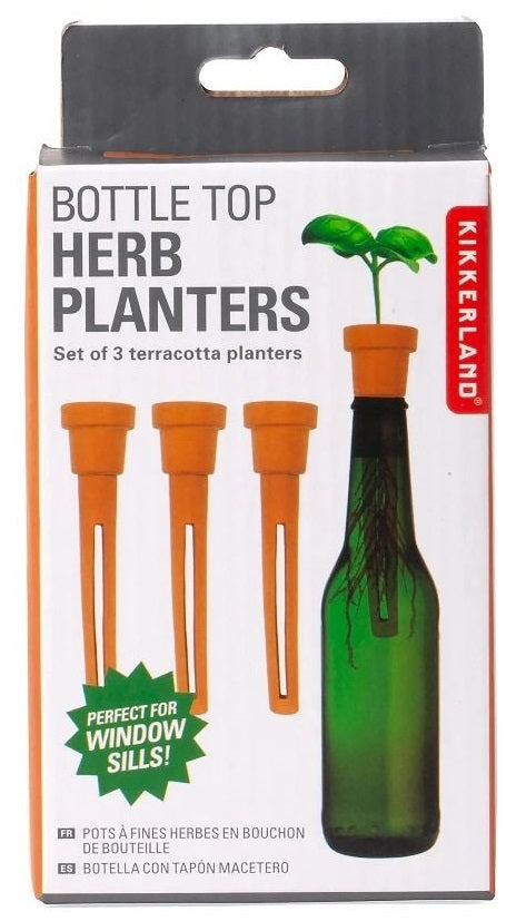 Kikkerland: Bottle Top Herb Planters (Set of 3)