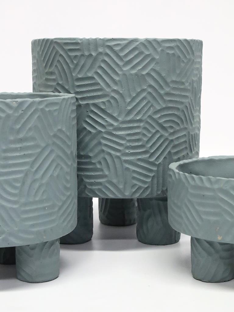 Groove Planter - Dusty Blue (27x23cm)