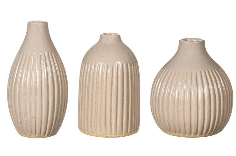 Sass & Belle: Grooved Bud Vases - Grey (Set of 3)