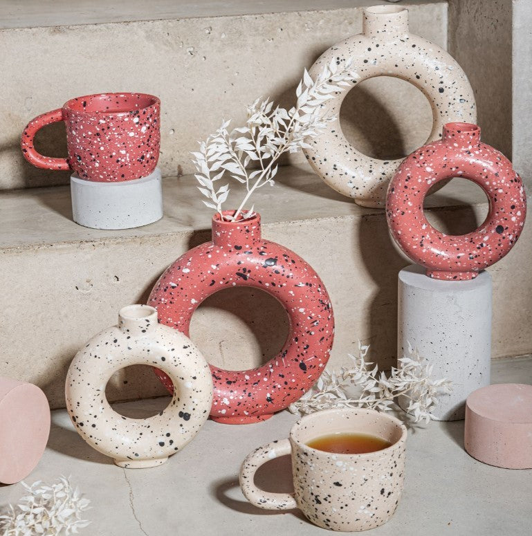 Sass & Belle: Terrazzo Speckled Circle Vase - Sand (Large)