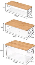 Load image into Gallery viewer, STORFEX Stackable Transparent Storage Organizer with Bamboo Lids Set of 3