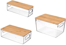 Load image into Gallery viewer, STORFEX Stackable Transparent Storage Organizer with Bamboo Lids Set of 3
