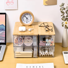 Load image into Gallery viewer, STORFEX Stackable Transparent Storage Organizer with Bamboo Lids Set of 3