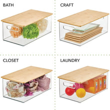 Load image into Gallery viewer, STORFEX Stackable Transparent Storage Organizer with Bamboo Lids Set of 3