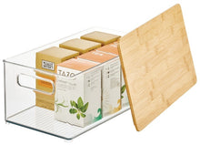 Load image into Gallery viewer, STORFEX Stackable Transparent Storage Organizer with Bamboo Lids Set of 3