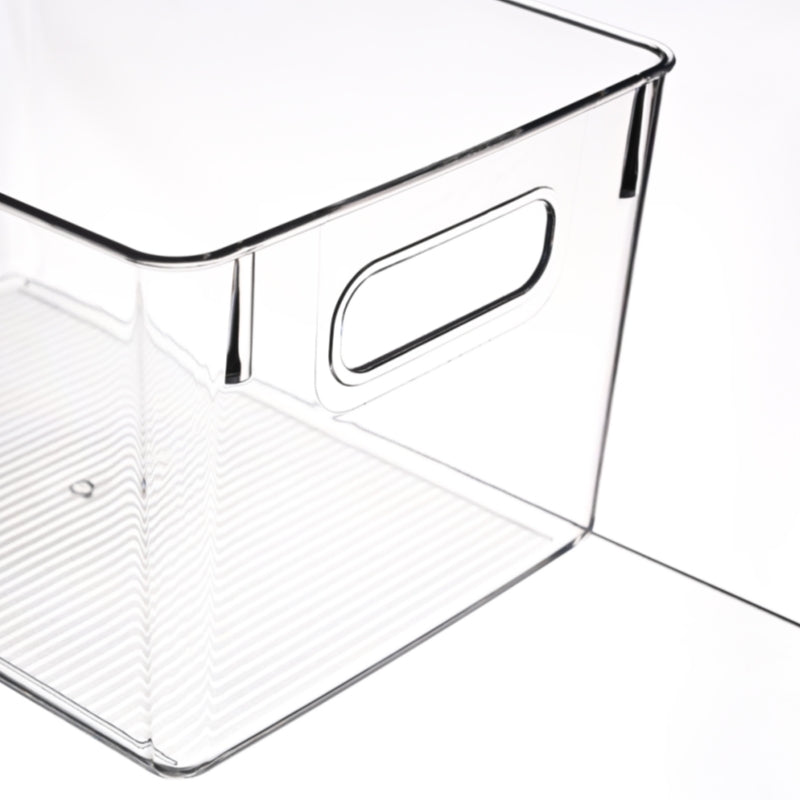 STORFEX Stackable Transparent Storage Organizer with Bamboo Lids Set of 3