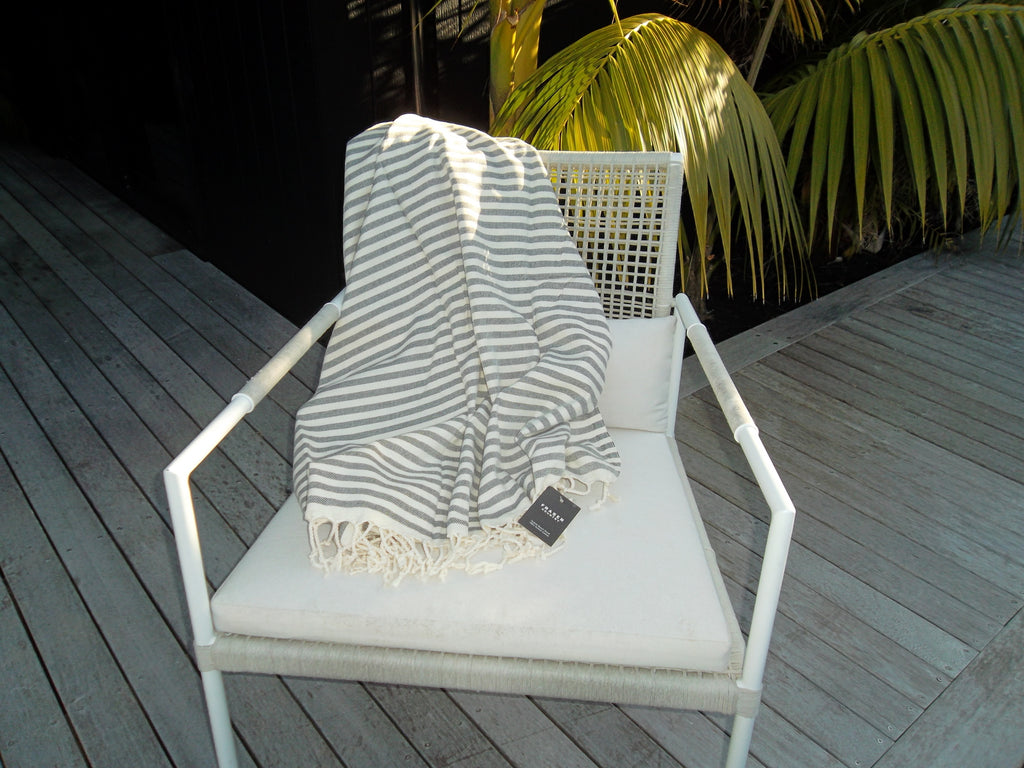 Fraser Country Turkish Beach Towel - Akasya Black (350GSM, 100 x 180cm)
