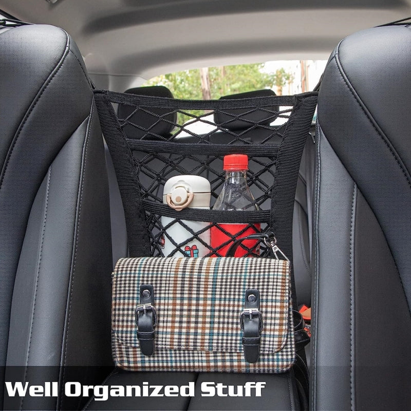 STORFEX Stretchable Car Net Barrier with Storage Mesh Pocket (2 Pack)