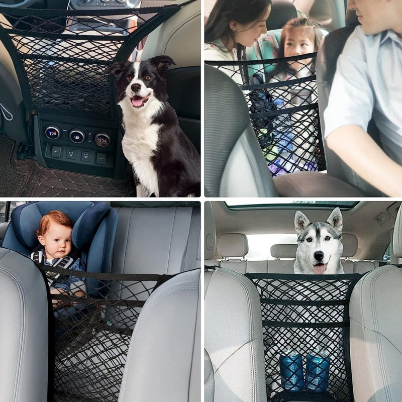 STORFEX Stretchable Car Net Barrier with Storage Mesh Pocket (2 Pack)