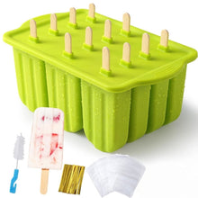 Load image into Gallery viewer, BPA-Free Silicone Popsicle Molds 12-Piece Set - Green
