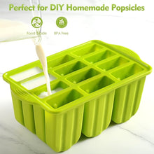Load image into Gallery viewer, BPA-Free Silicone Popsicle Molds 12-Piece Set - Green